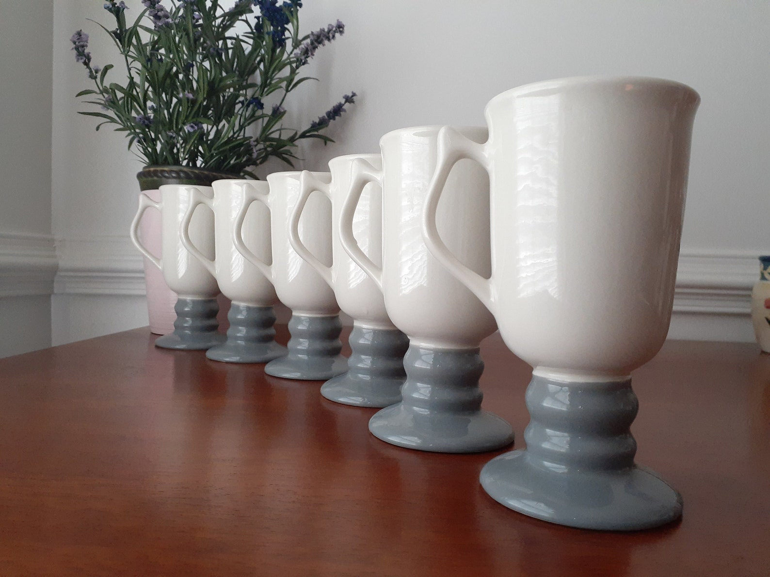 Set of 6 Vintage Footed Hall Pottery Cup/Mug 1723 Hall Etsy