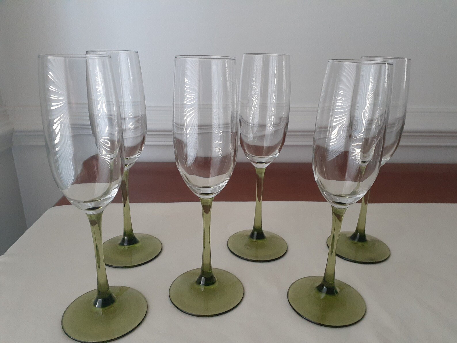 Vintage Green Stem Champagne Glass Vintage Olive Green Etsy