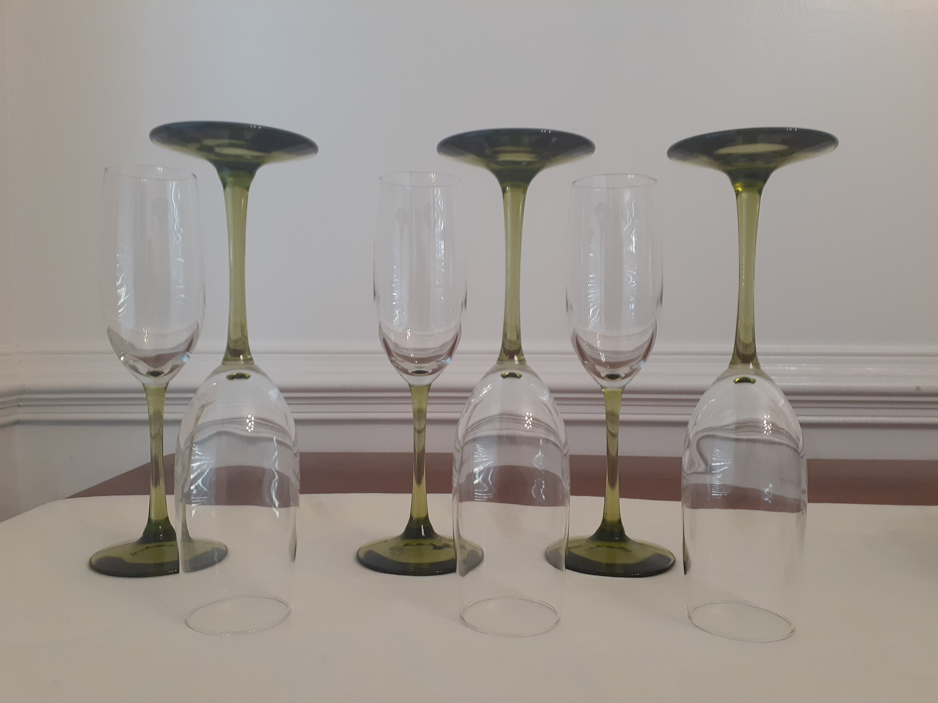 Vintage Green Stem Champagne Glass Vintage Olive Green Etsy
