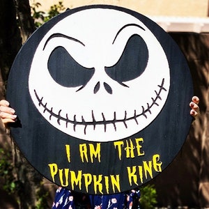 Jack Skellington Halloween Wood Round Sign
