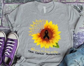 Sunflower Skin Cancer T-Shirt, Choose To Keep Going Skin Cancer Awareness, Skin Cancer Gift for Skin Cancer Warrior Survivors