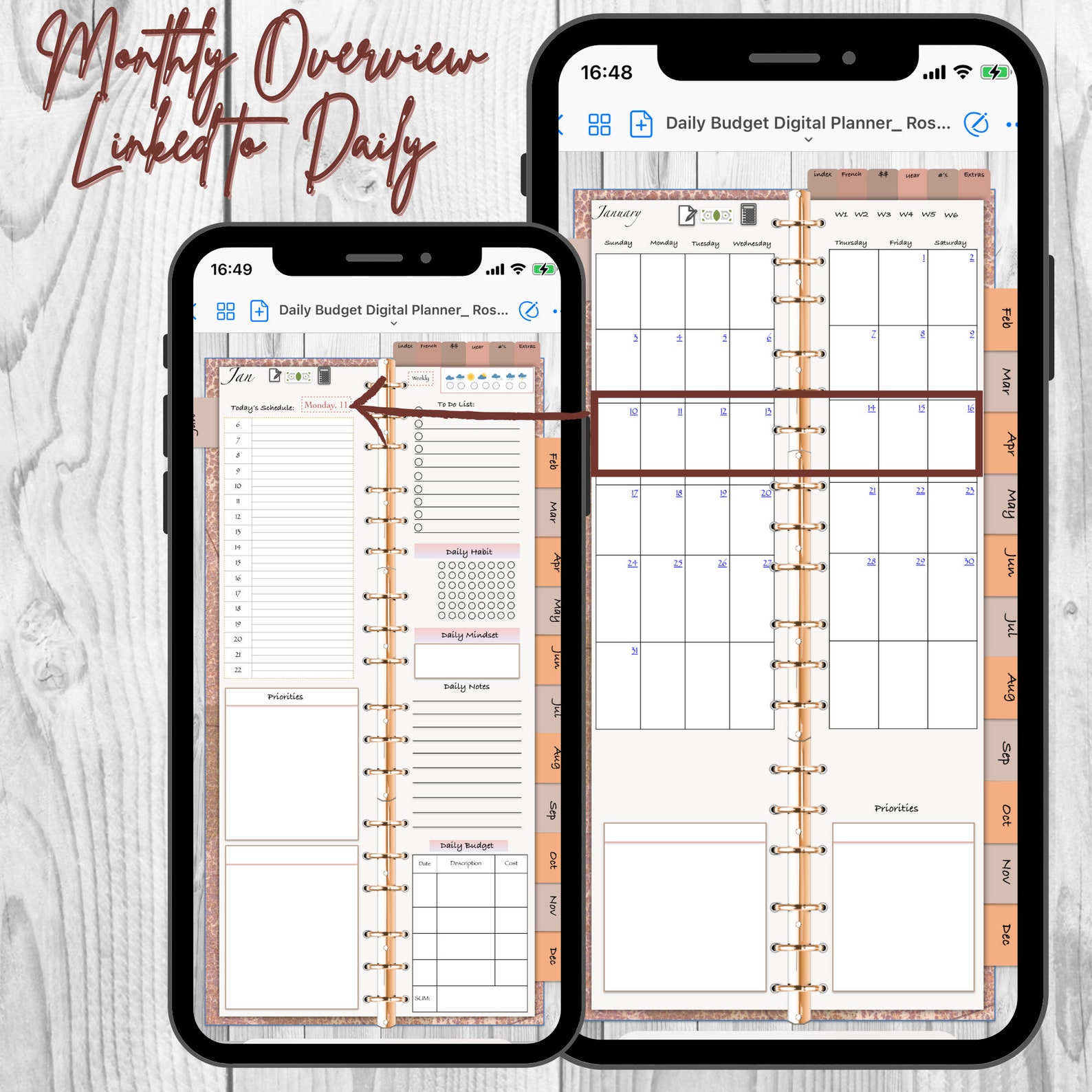 2021 Digital Planner for iPhone Rose Gold Android Dated Etsy