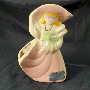 Vintage Southern Belle Figurine Planter Mid-Century Hand-Painted Collectible