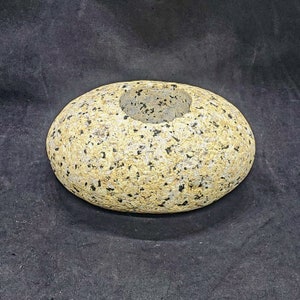 Vintage Stone Candle Holder Tealight Votive Handmade Signed Natural