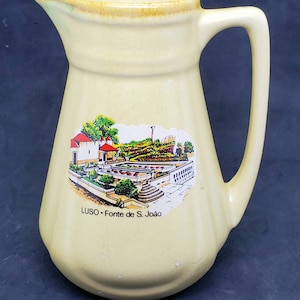Vintage Ludo Dr S. Joao Recordaco De Luso Portugal Pottery Jug Ceramic
