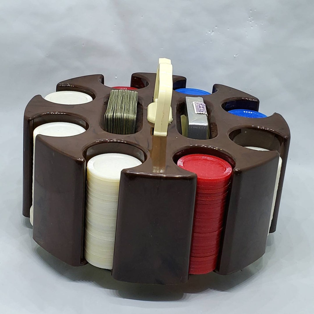 Vintage Poker Chip Carousel Caddy Card Slots Plastic Canadian Etsy