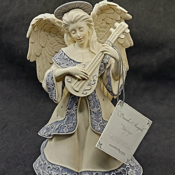 Vintage Sarah's Angels Musical Figurine Betty Singer 2000 Resin 8" Mind Spring
