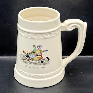 Vintage Ceramic Duryea Phaeton 1904 Automobile Stein Porcelain Barware 5&quot;