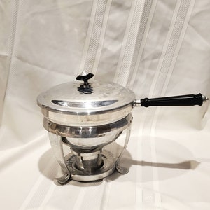 Vintage Art Deco Italian Fondue Caserolle Hammered Aluminum By Puralum