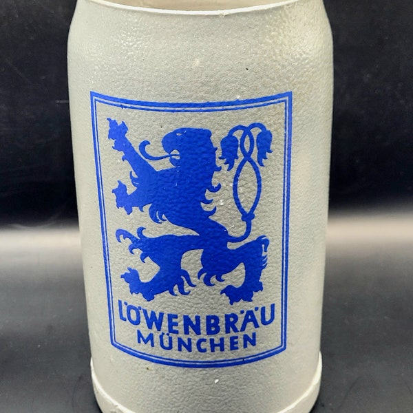 Vintage Lowenbrau Munich Glazed Stoneware Beer Ale Stein 1L Mug Made in Germany