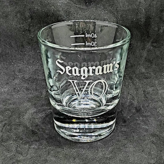 Vintage Seagram's VO Whiskey Shot Glass Heavy Bottom 1.5 Oz