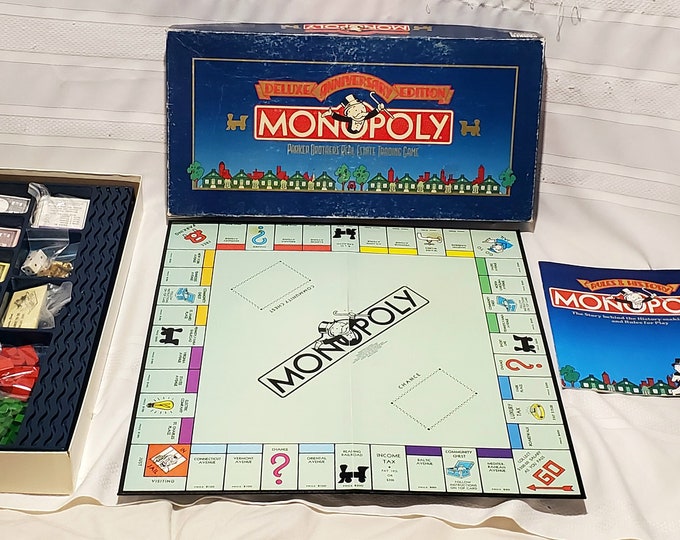 Vintage 1984 Monopoly Deluxe Jubiläumsausgabe Brettspiel komplett