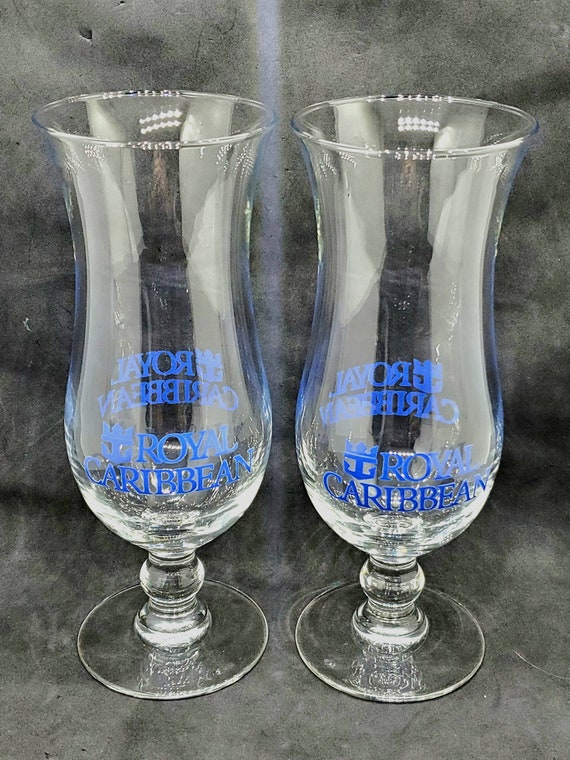 Vintage Royal Caribbean Cruise Lines Hurricane Glasses Set of 2 Barware 