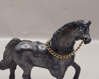 Vintage Metal Horse With Saddle Figure Made in Japan 2.5