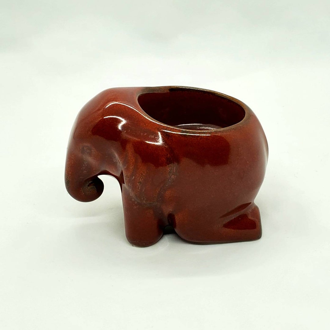 Vintage Partylite Elephant Candle Holder Ceramic Brown Collectible Etsy