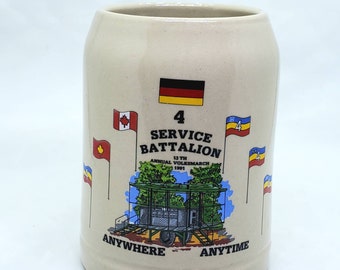 Vintage Cdn Armed Forces 4 Service Battalion Volksmarch Stoneware Beer Stein 91