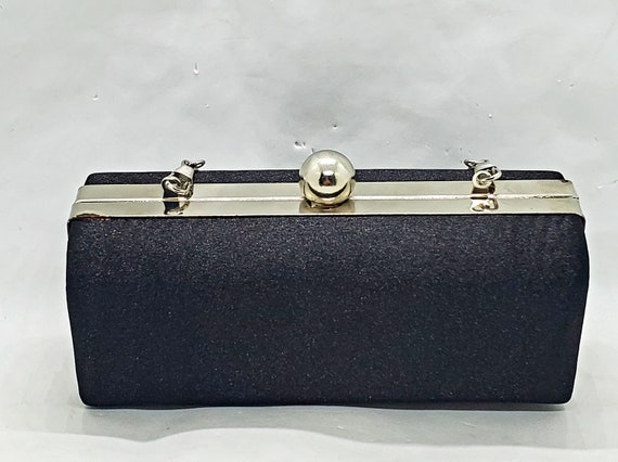 Vintage Bijoux Terner Black Clutch Evening Bag Silver Chain Strap 6x3 Etsy Ireland