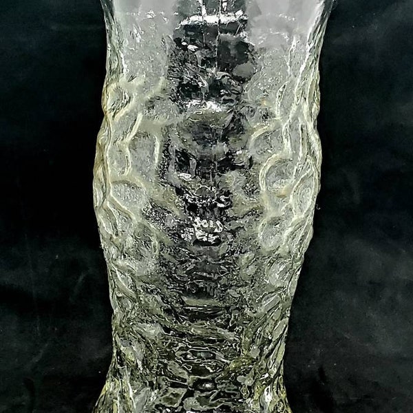 Vintage Hoosier Vase Clear Glass Textured 9.5" Tall Collectible Decor
