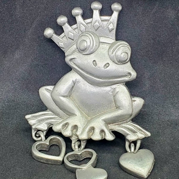 Vintage Spoontiques Frog Pin Brooch Pewter #5640
