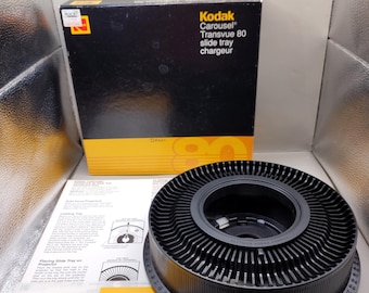 Vintage 1990 Kodak Carousel Transvue 80 Slide Projector Tray with Box Made USA