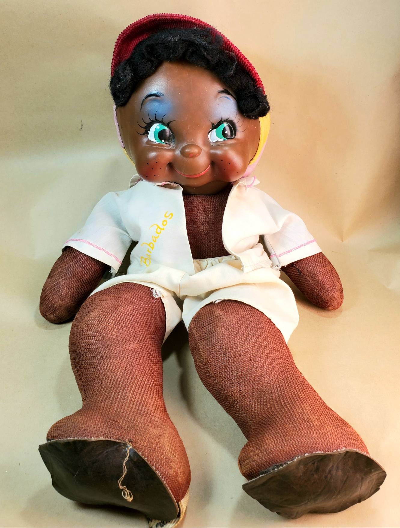 お歳暮 のし Vintage Ethnic Stuffed Doll Handmade by Zonka of Barbados ぬいぐるみ