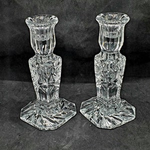 Vintage Violetta Crystal Candlestick Holders VCZ1 Handcut 24% Lead