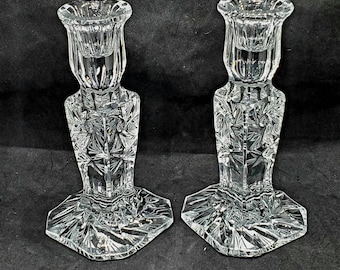 Vintage Violetta Crystal Candlestick Holders VCZ1 Handcut 24% Lead
