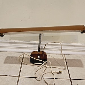 Vintage Gooseneck Portable Electric Desk Table Lamp Mid-Century Metal Brown