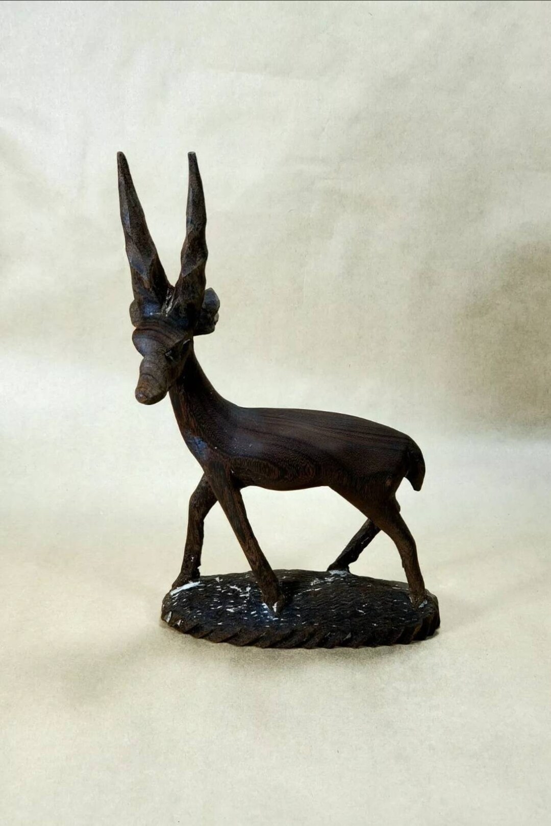 Vintage Wood Gazelle Impala Handmade Carved Wood Sculpture
