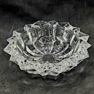 Vintage Noble Crystal Glass Ashtray Clear MCM Decorative Bowl 4x2&quot;