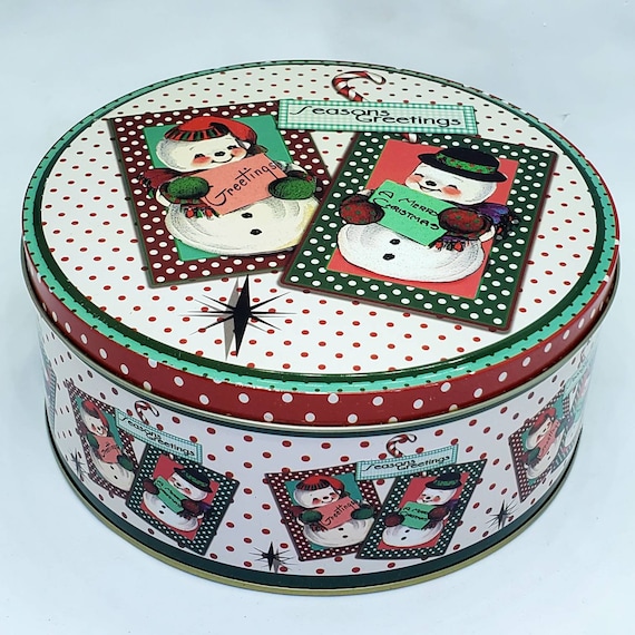 Vintage Christmas Snowman Cookie Biscuit Tin the Lindy Bowman 