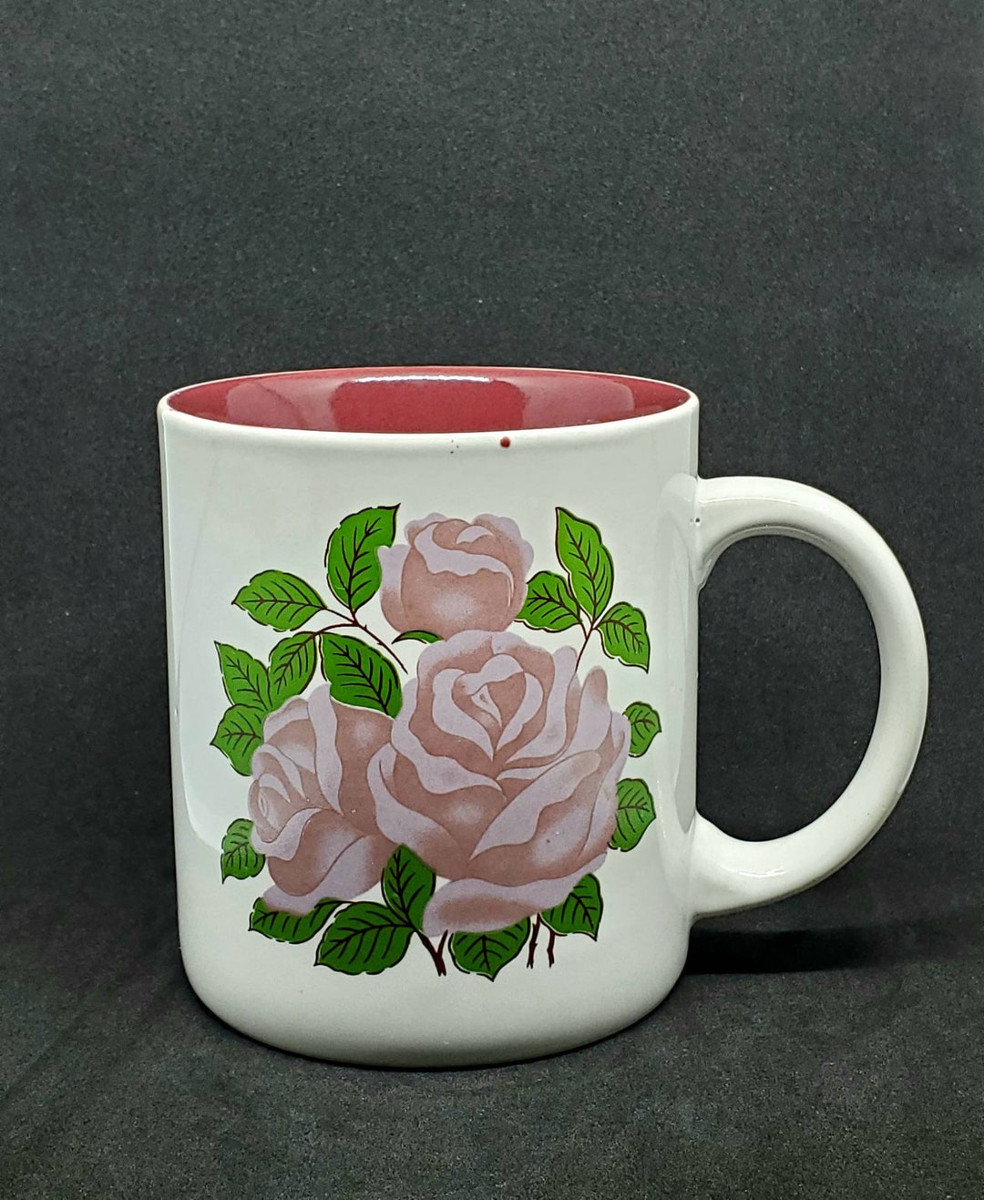 Vintage Floral Ceramic Mug Cup 8 Oz. Collectible Hand Painted Etsy