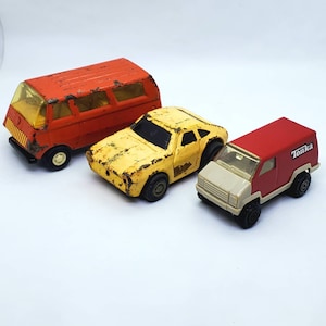 Vintage Tonka Car Vans Lot Of 3 Small Metal Plastic