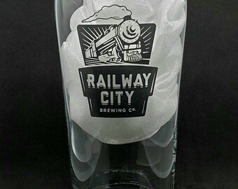 Vintage Railway City Brewing Company Beer Pint Glass  Barware Collectible