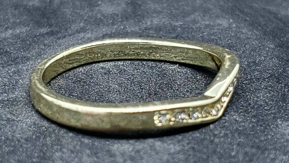 Vintage Wishbone Ring Gold Tone Crystal Glass Siz… - image 6
