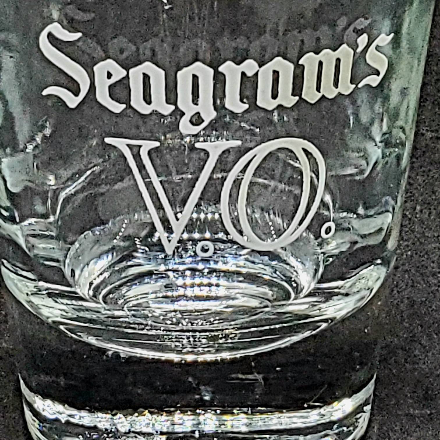 Vintage Seagram's VO Whiskey Shot Glass Heavy Bottom 1.5 Oz