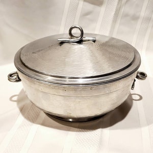 Vintage Hammered Aluminum Covered Serving Dish Casserole Made In Italy