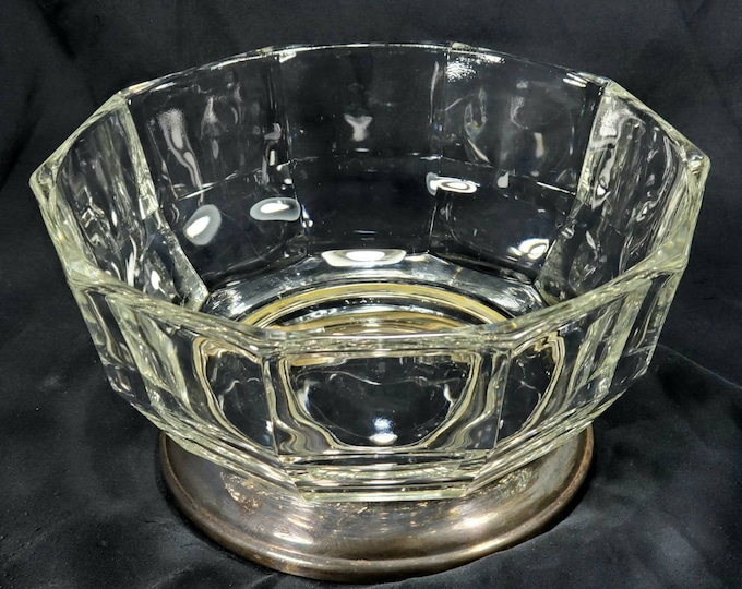 Vintage Decagon Crystal Godinger Bowl Silver Base Made in Italy ...