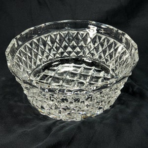 Vintage Polonia Geslepen Glas Crystal Diamond Serving Bowl Punch Bowl 24% Lood Mid-Century