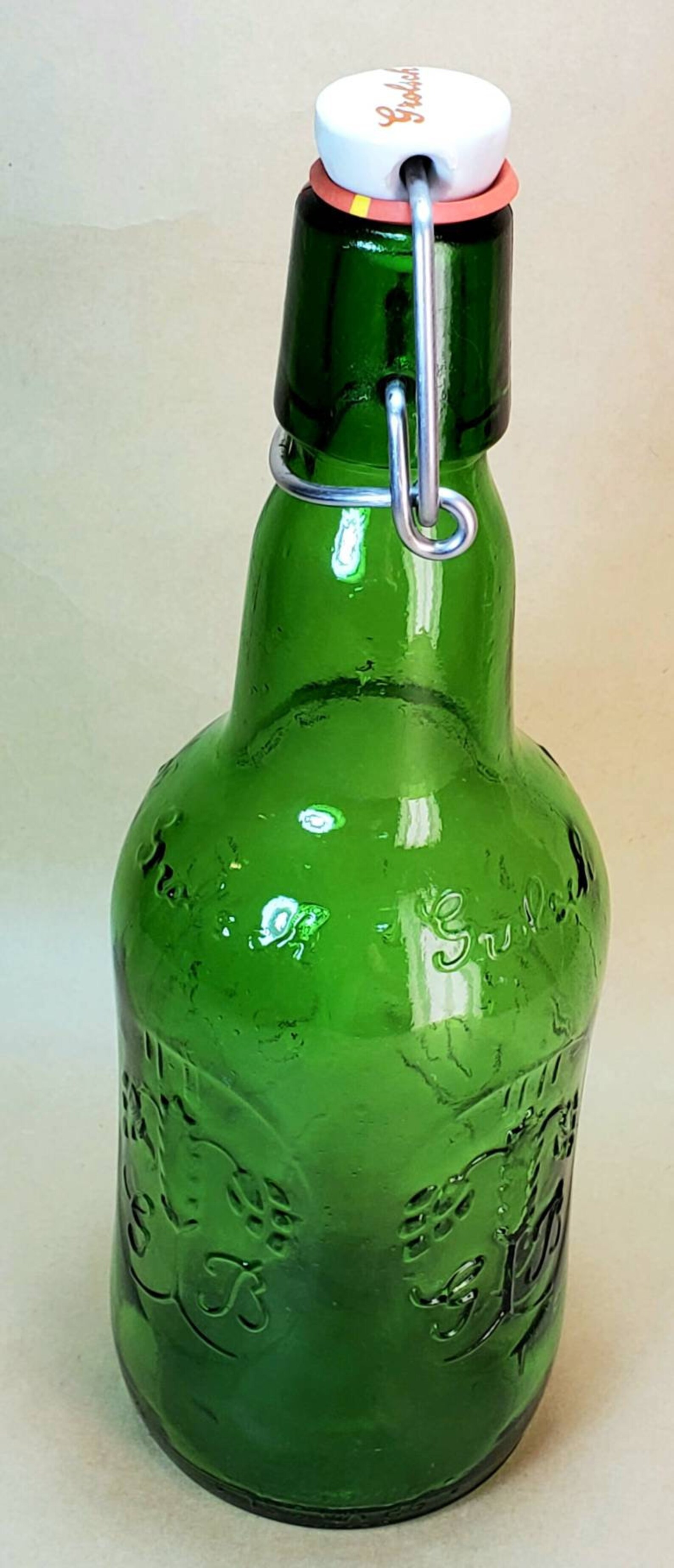 Vintage Collectible Grolsch Green Beer Bottle With Porcelain Etsy