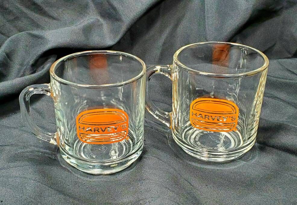 Set Of 2 Vintage Harveys Mug Restaurant Clear Coffee Cups Etsy