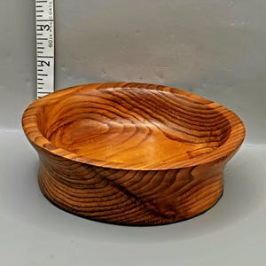 Vintage Hand-Turned Wooden Trinket Key Bowl Dish Felt Bottom Unique Grain