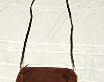 Vintage Suede Handbag Purse Shoulder Bag Handmade Boho Leather Strap