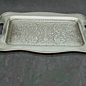 Antique Vintage WM Rogers Silver Plate On Copper Serving Tray 08 Collectible