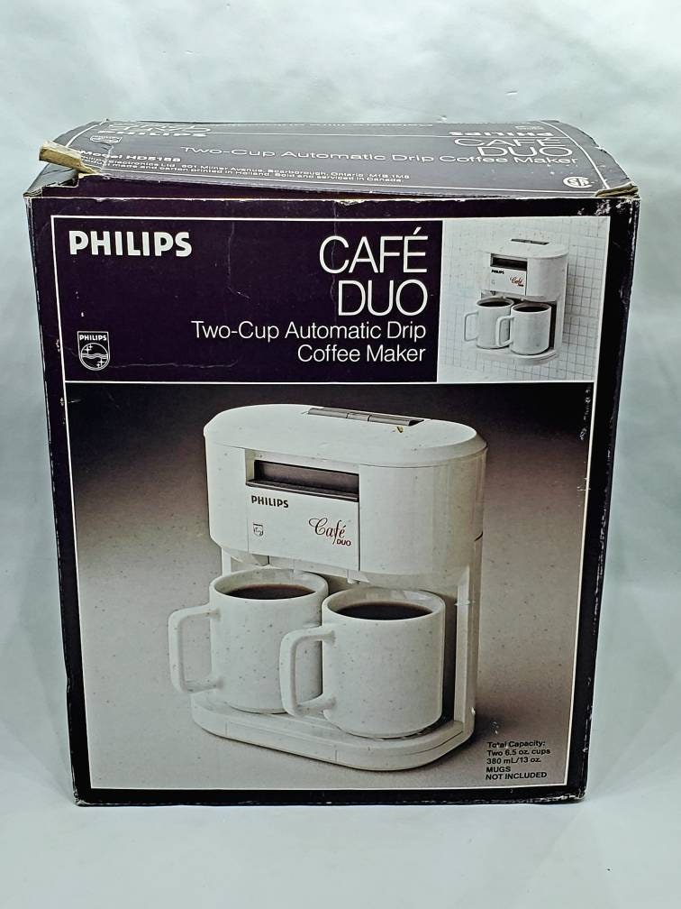 Vintage 1990 Philips Cafe Duo Two-cup Coffee Maker Model HD5188 VG  Condition 