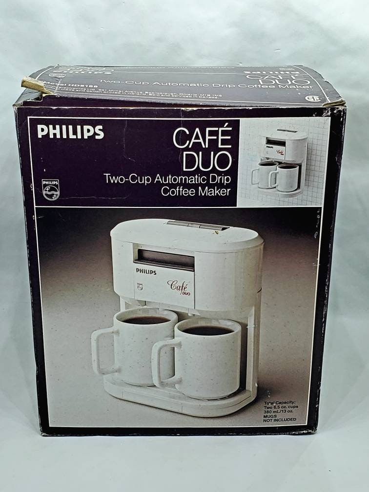 Vintage 1990 Philips Cafe Duo Two-cup Coffee Maker Model HD5188 VG