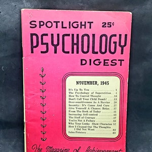 Vintage Spotlight Psychology Digest Book November 1945
