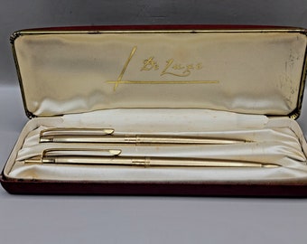 Vintage Kensington De Luxe Kugelschreiber und Bleistift Set mit Original Box Gold Ton