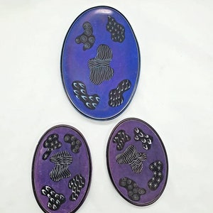 Vintage African Soapstone Decorative Plates Hand Painted Made In Kenya Set Of 3