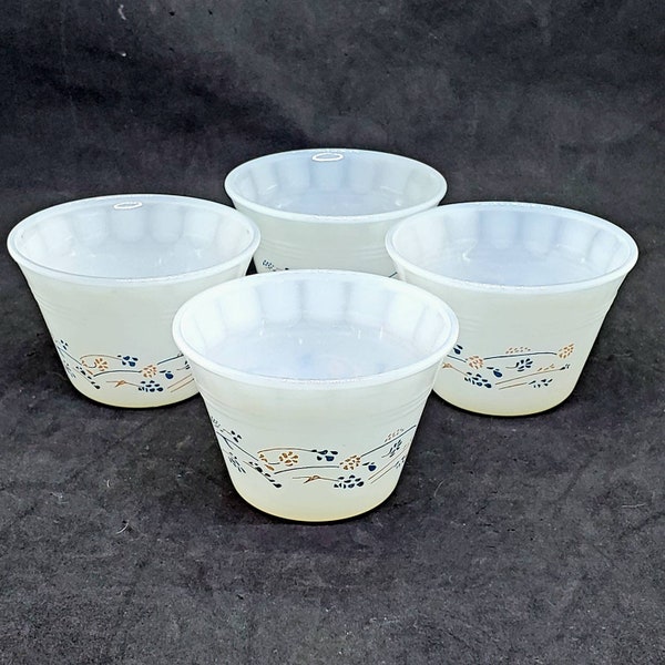 Vintage Pyrex Milk Glass Custard Dessert Cups Set Of 4 Floral